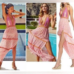 Ramy Brook crochet top maxi beach coverup dress
